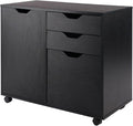 Mobile Filing Cabinet - 2 Section Rolling Storage Cabinet with Lock - Black Office File Organizer