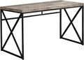 Contemporary Home Office Desk - Taupe Laminate &amp Black Metal Base - Laptop Desk for Small Spaces