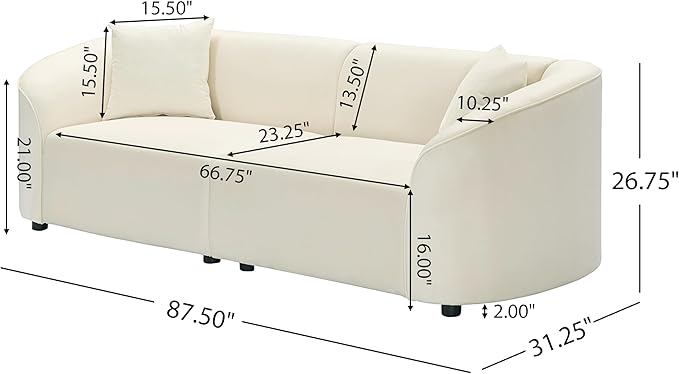 88 Velvet Minimalist Modular Sectional Sofa Oversized Sectional Couch Set with Curved Design Convertible Modular Cloud Sleeper Couch for Living Room Beige