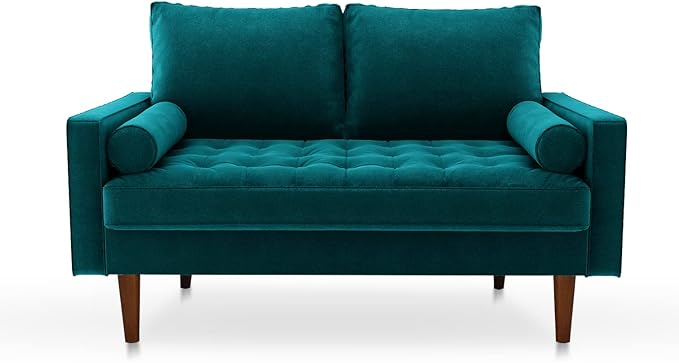 SILKIR Velvet Loveseat Sofa Love Seats Furniture for Small Spaces Mid-Century Modern Loveseats for Living Room Love Seat Couch 58 Inches Teal Blue