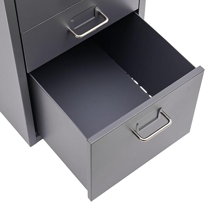 5-Drawer Storage Cabinet with Wheels Metal File Storage Organizer with 4 Small &amp 1 Large Drawers Mobile Vertical Filing Cabinet for Home Office Craft Room Bedroom 11x16.1x27.1in (Grey)