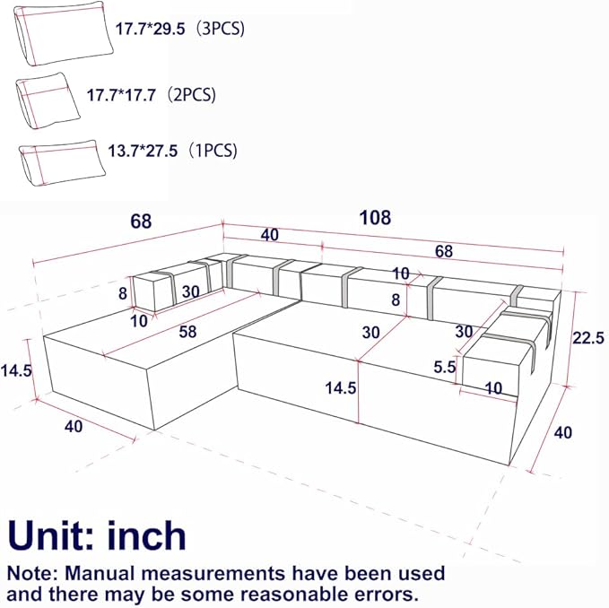 2026 New 108 L Shaped Sectional Sofa Couch Chenille Boneless Couch Deep Seat Sectional Modular Couch for Living Room No Assembly Required