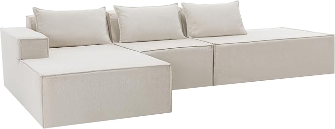 129 Modular Sectional Sofa L-Shaped Cloud Couch with Extra Long Chaise Lounge Oversized Chenille Boneless Sofa Set for Living Room Comfy Floor Seating No Assembly Required