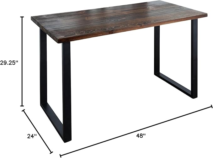 PIPE DECOR Trail Brown Wood Rustic 48” Desk Kit with (2) 28” Matte Black Square Metal Legs Industrial Desk for Home Office