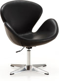 Manhattan Comfort Raspberry Adjustable Swivel Accent Chair with 360° Turn Polished Chrome Base Modern Retro Design Versatile Seat Ideal for Any Room Set of 1 Black