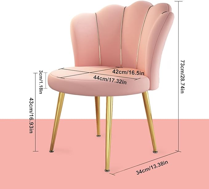 Mid-Century Modern Accent Chair Velvet Upholstered with Golden Legs - Versatile Dining Living Room Bedroom Study &amp Waiting Room Chair with Back Support Elegant Vanity Chair Pink