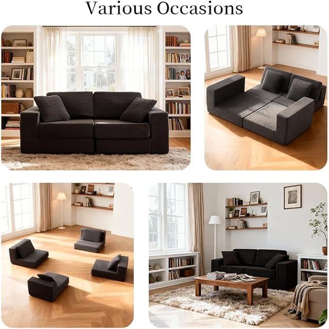 FILUXE Modular Sectional Sofa Modern Modular Sofa Couch with Deep SeatComfy Cloud Couch Sectional Couches for Living Room Bedroom and Apartment2-SeaterDark Grey