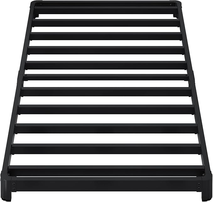 3 inch Low Twin Bed Frames with Rounded Corner Heavy Duty Metal Easy Assembly Noise Free Black