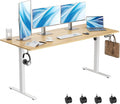 Electric Standing Desk Height Adjustable Desk 63 inch 4 Memory Height Ergonomic Sit Stand up Desk for Home Office Oak 2 Split Boards