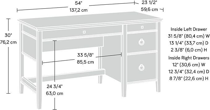 Sauder East Adara Single Pedestal Desk Cascade Oak Finish