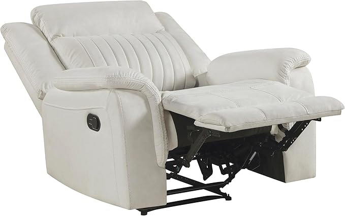 Lexicon Manual Recliner Chair Polished Microfiber Reclining Sofa Chair Home Theater Seating Wall Hugger Manual Recliner for Living Room/Office/Apartment Beige