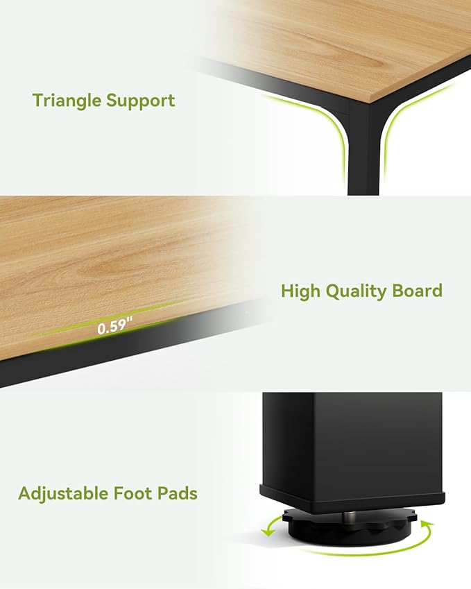 LITTLE TREE Two Person Desk 78.7 Inches Extra Long Computer Desk Wooden Large Office Desks with Strong Metal Legs Double Desk for 2 People Writing Study Table for Home Office Natural &amp Black