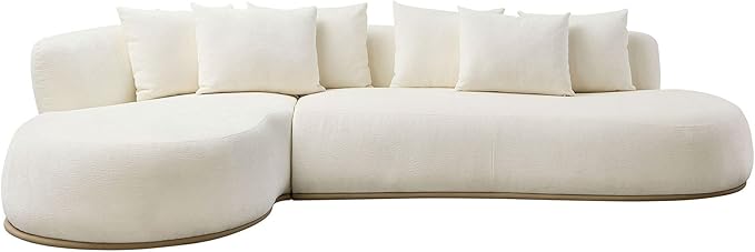 kevinplus 134.63'' Large Sectional Curved Sofa Couch with Chaise Lounge for Living Room Oversize L-Shape Modern Sectional Sofa Couch Wood Structure &amp Easy Assembly (Left-Facing Beige)