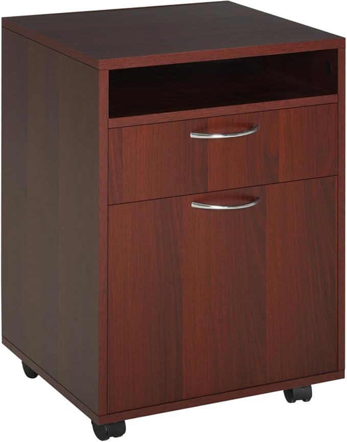 Hassyee Compact Design Mobile Storage Cabinet Organizer with Shelf Large Drawer and Door Cabinet Minimalist Home Office Filing Cabinets with 4 Omnidirectional Wheels