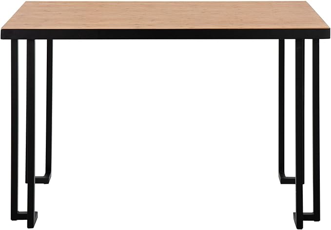 LumiSource Roman Natural Wood Desk Home Office Desk Computer Desk Black Desk Small Desk for Bedroom Gaming Desk Contemporary Desk