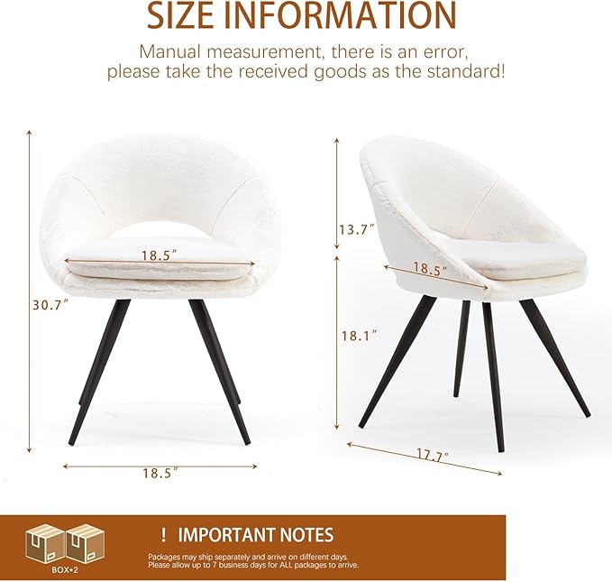 Modern Dining Chairs Set of 2 Upholstered Kitchen Chairs Dining Room Chairs Comfortable Side Accent Chairs with Curved Back for Kitchen Living Room Restaurant (White2)