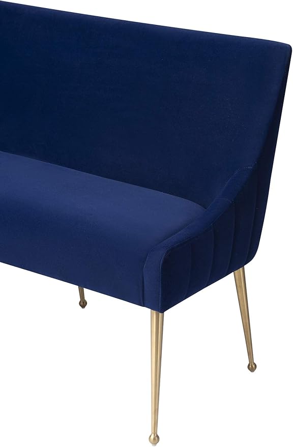 Irina Loveseat Modern Navy Easy Clean Velvet Upholstered Loveseat with Brushed Gold Leg