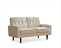 Modern Style Faux Leather Loveseat with Elegant Round Tapered Legs and Button Tufted Backrest Perfect for Living Room Bedroom or Home Office 57.5’’ Wide White