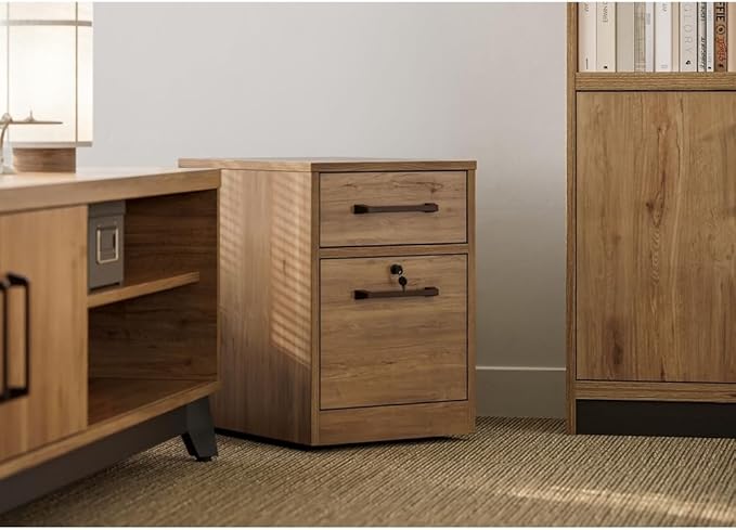 NBF Trenton Office Files Pedestal Cabinet - Two Drawer File Cabinet with Lock - Office Filing Cabinets with Laminate and MDF Core - Modern Mobile File Cabinet Document Storage (16 W Monarca)