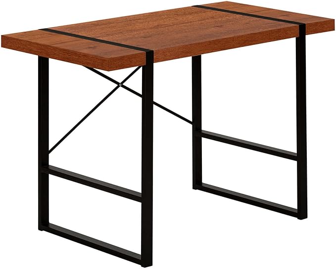 Computer Desk Home Office Laptop 48 l Work Brown Laminate Black Metal Contemporary Modern