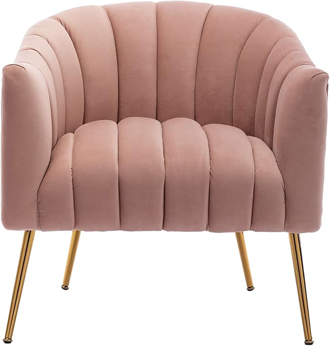 Modern Velvet Tub Chair Armchairs Barrel Accent Dinning Chair with Gold Plated Metal LegsThick Soft Padded Seat for Living Room
