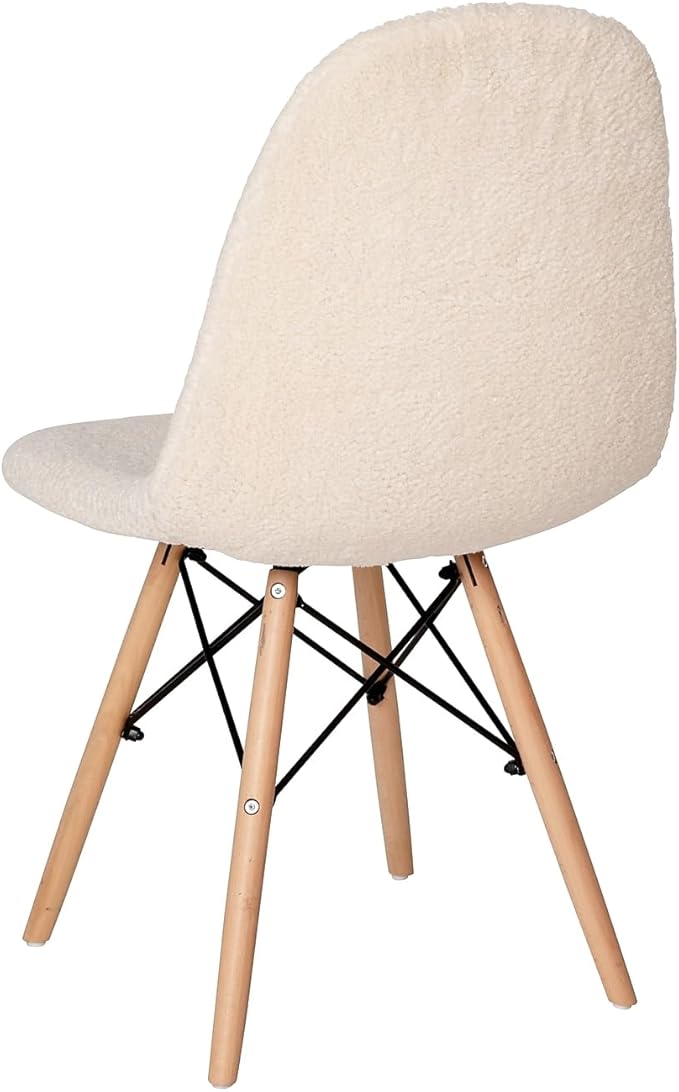 Flash Furniture Modern Zula Modern Padded Armless Faux Sherpa Accent Chair with Beechwood Legs - Off-White