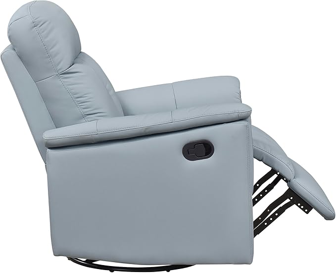 Lexicon Swivel Glider Recliner Chair Comfy Nursery Glider Top Grain Leather Match Recliner Manual Reclining Chair for Living Room/Office/Apartment Blue