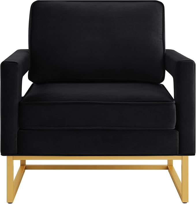 Accent Chair for Living Room Chairs Mid Century Modern Chair Lazy Chair Upholstered Lounge Arm Chair Reading Chair with with Gold Metal Base for Bedroom Apartment Office Studio Waiting Room