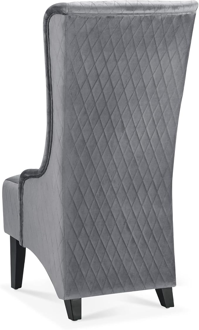 Modern Velvet Accent Chair 23.03 Wingback Living Room Chair with Comfy Padded Seat Birch Wood Legs Gray Fabric
