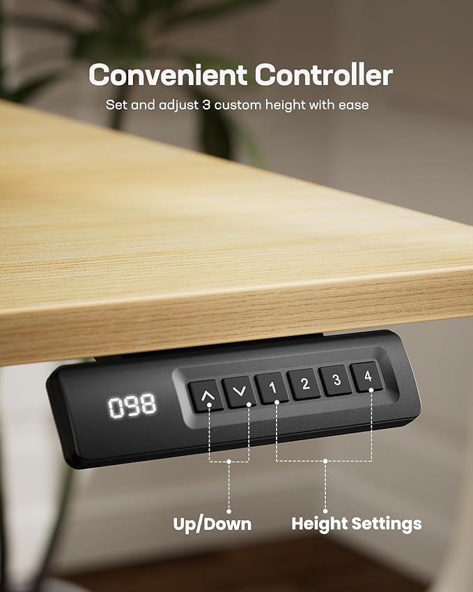 Marsail Standing Desk Adjustable Height Stand up Home Office Desk‎ 48x24 Inch Electric Standing Computer Desk with 4 Memory Presets Headphone Hook Cable Organizer Maple