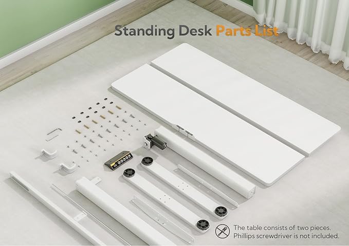 Seang Electric Standing Desk Adjustable Height Stand up Desk with 3 Memory Presets 48x24 Inch Sit Stand with Splice Board for Home Office Computer Workstation White Frame/White Top