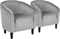 Yaheetech Barrel Chairs Furry Accent Chairs with Soft Padded Armrest for Living Room Bedroom Waiting Room Office Set of 2 Gray