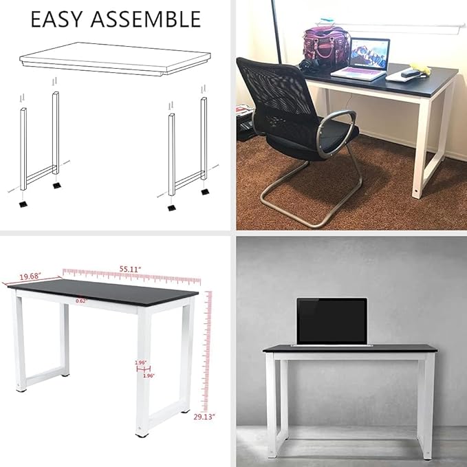 G-PLUS Computer DeskLaptop Notebook TableBedroom Sturdy Wooden Computer DeskModern Simple Style Black and White