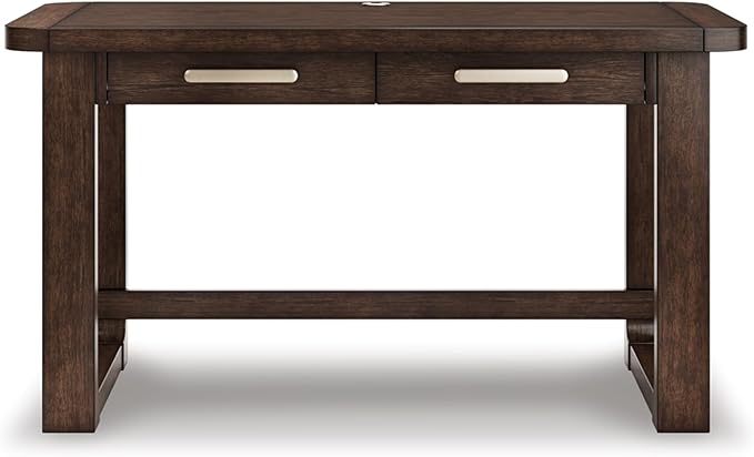 Signature Design by Ashley Breckington Contemporary 56 Home Office Computer Desk with 2 Drawers and Wire Management Dark Brown
