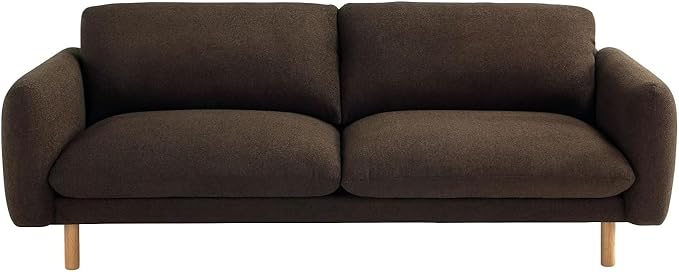 Get Set Style Scandi 3 Seater Sofa Couches 86” Minimalist Modern Upholstered Sofa with Comfort Cushions Couch for Living Room &amp Apartment (Chocolate Sofa)