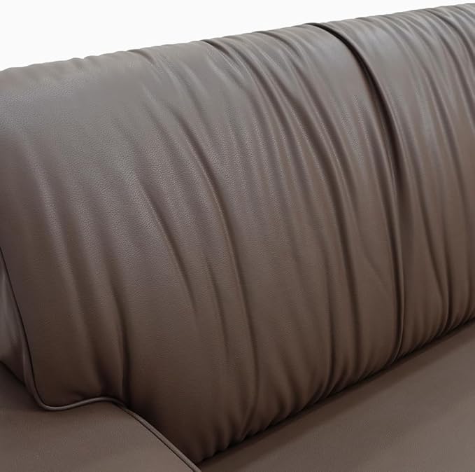 86.41 Mid-Century Modern Leather 3-Seater Couch Comfortable Sofa with Solid Wood Legs and Frame for Living Room Bedroom Apartment and OfficeBrown