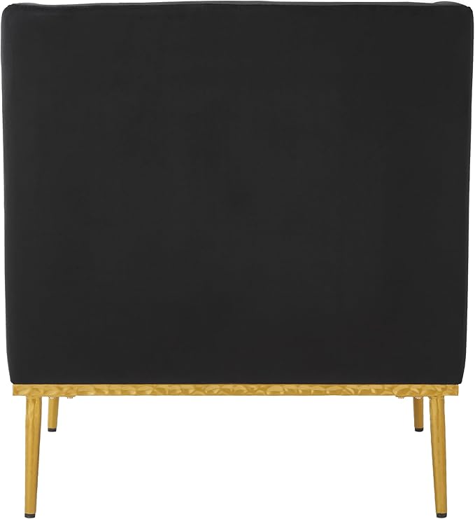 Merax Luxury Velvet Accent Chair Modern Mid-Century Armchair for Living Room Bedroom Reading Corner Comfortable Tufted Single Seater Sofa Chair with Iron Legs (Black)