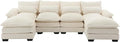 QQU 110.63 W U-Shape Modern Sectional Sofa Couch with Plastic Leg Upholstery Chenille Modular Sectional Sofa Bed with Memory Foam Large Sleeper Couch Chaise Lounges for Living Room(A-Beige)