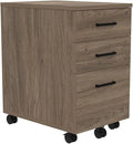 NBF Three Drawer Mobile File Pedestal - 16.1 W Driftwood Gray | File Cabinet Industrial Furniture Mobile Storage