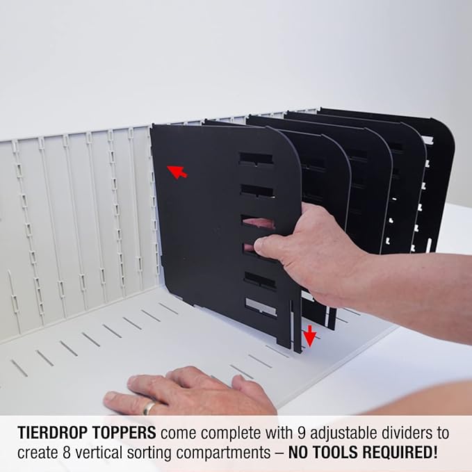 Ultimate Office TierDrop Desktop Organizer – 8 Slot Vertical File Organizer with Adjustable Dividers