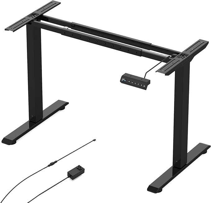 Electric Adjustable Standing Computer Desk Frame Standing Adjustable Desk Legs Standing Desk Base OnlySit Stand Desk Frame for Home and Office(Black)