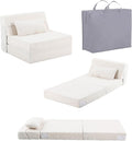 Tiita Convertible Folding Kids Sofa Bed with Pillow &amp Storage Bag Plush Fabric Floor Mattress Couch Bed Washable Cover Kids Room Playroom Dorm Apartment Beige