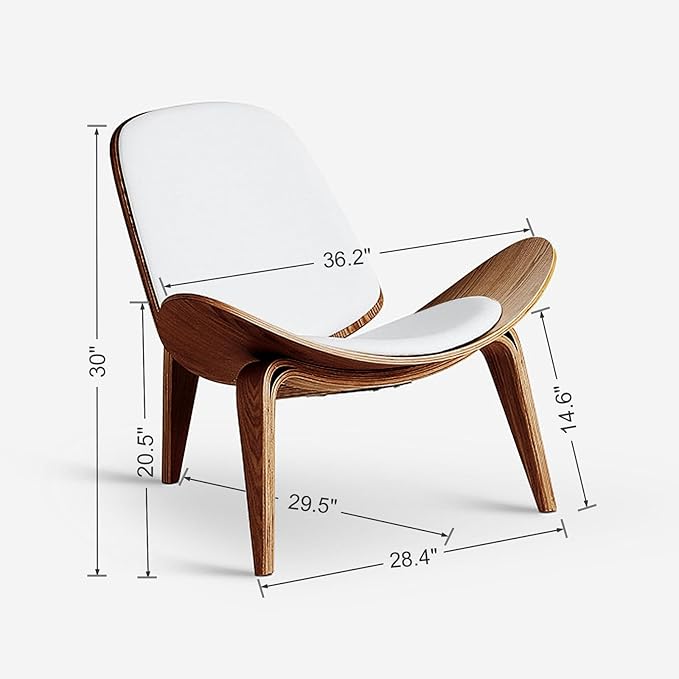 OAKHAM Comfy Shell Chair Mid Century Modern Accent Chair for Living Room and Bedroom with Protective Foot Pads Ergonomic (Oak Brown)