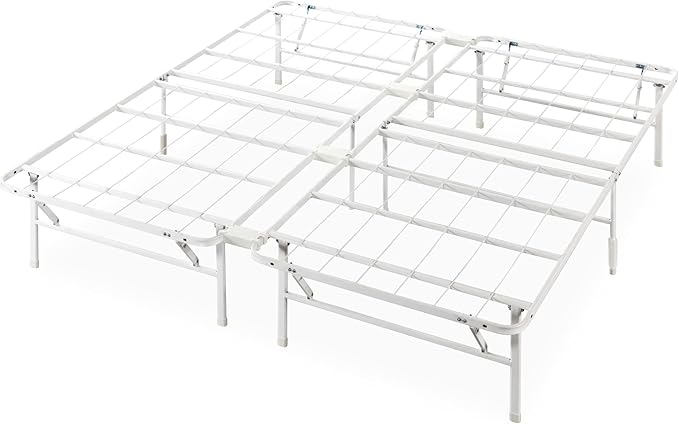 Zinus SmartBase Tool-Free Assembly Mattress Foundation 14 Inch Metal Platform Bed Frame No Box Spring Needed Sturdy Steel Frame Underbed Storage White King
