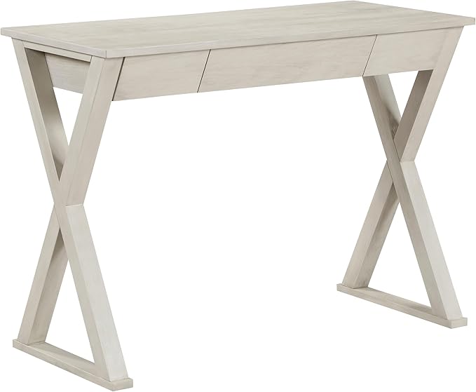 OSP Home Furnishings Marna Modern Writing Home Office Desk with Drawer Weathered White Finish