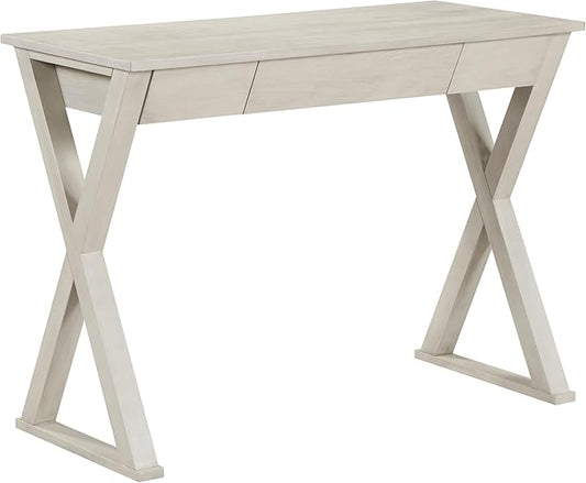 OSP Home Furnishings Marna Modern Writing Home Office Desk with Drawer Weathered White Finish