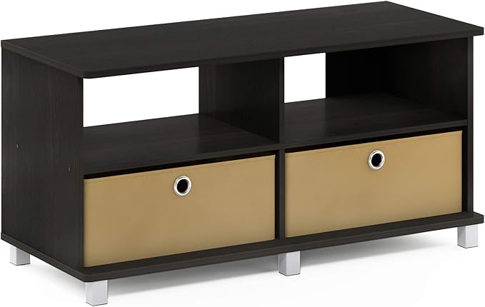 Furinno Andrey Entertainment Center with Bin Drawers Dark Espresso