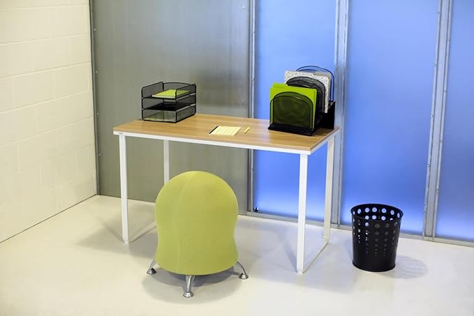 Safco Simple Design Table Desk with Sled Base  Beech Top White Legs (1943BHWH)