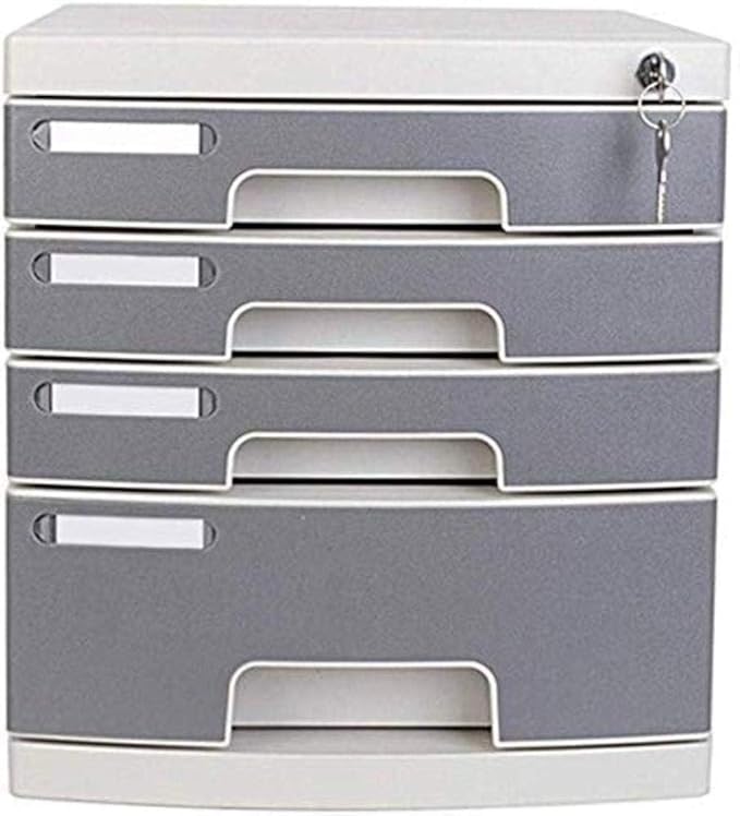 Office Filing Storage File cabinets File Confidentiality Large Storage Space Friendly Material Safety Belt Lock Personal Privacy Drawer Design Plastic (Color:Grey)