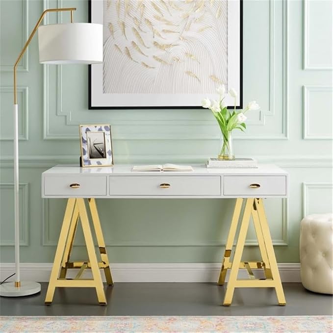 Modway Jettison Office Desk Gold White